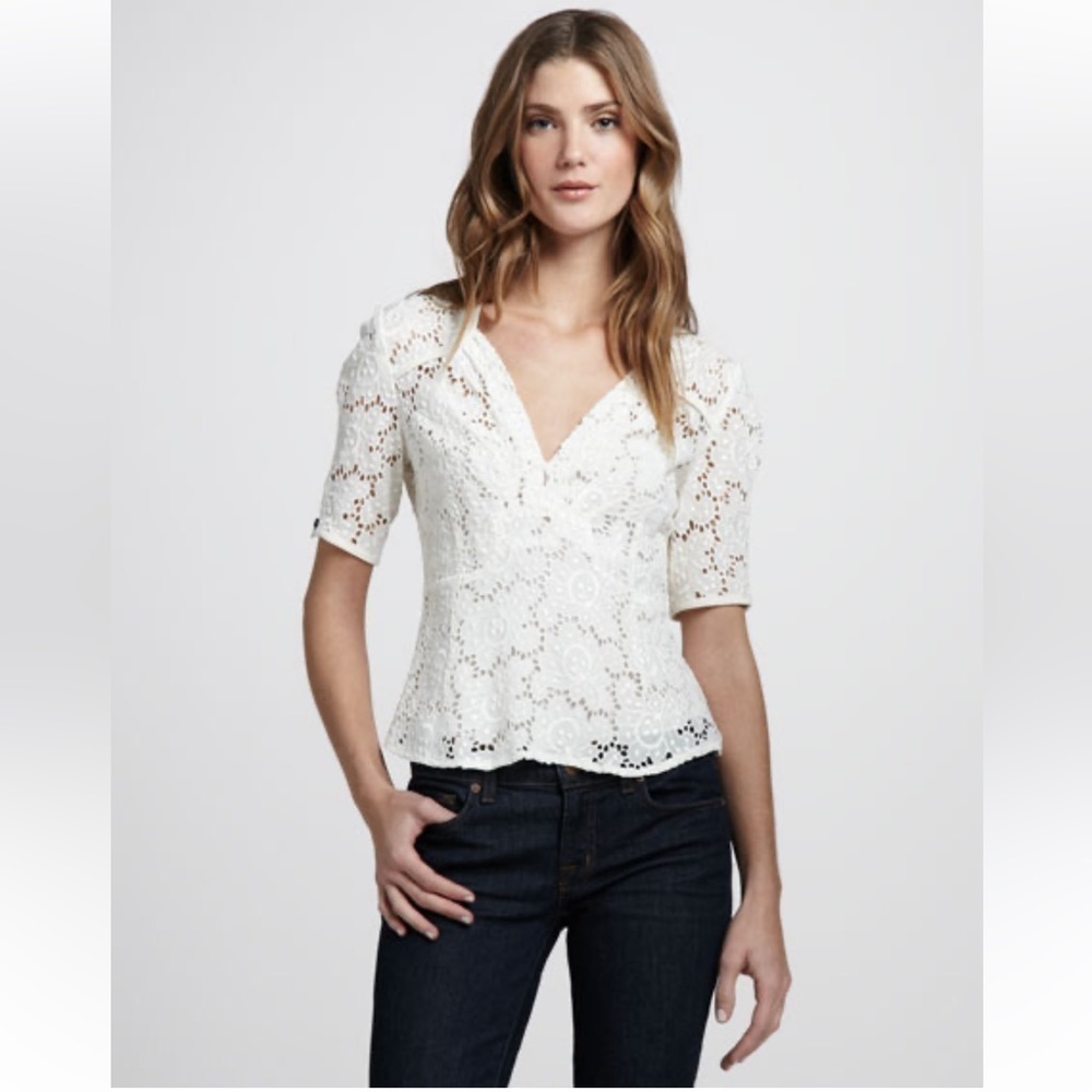 Nanette Lepore Bandit Lace top ivory size 2